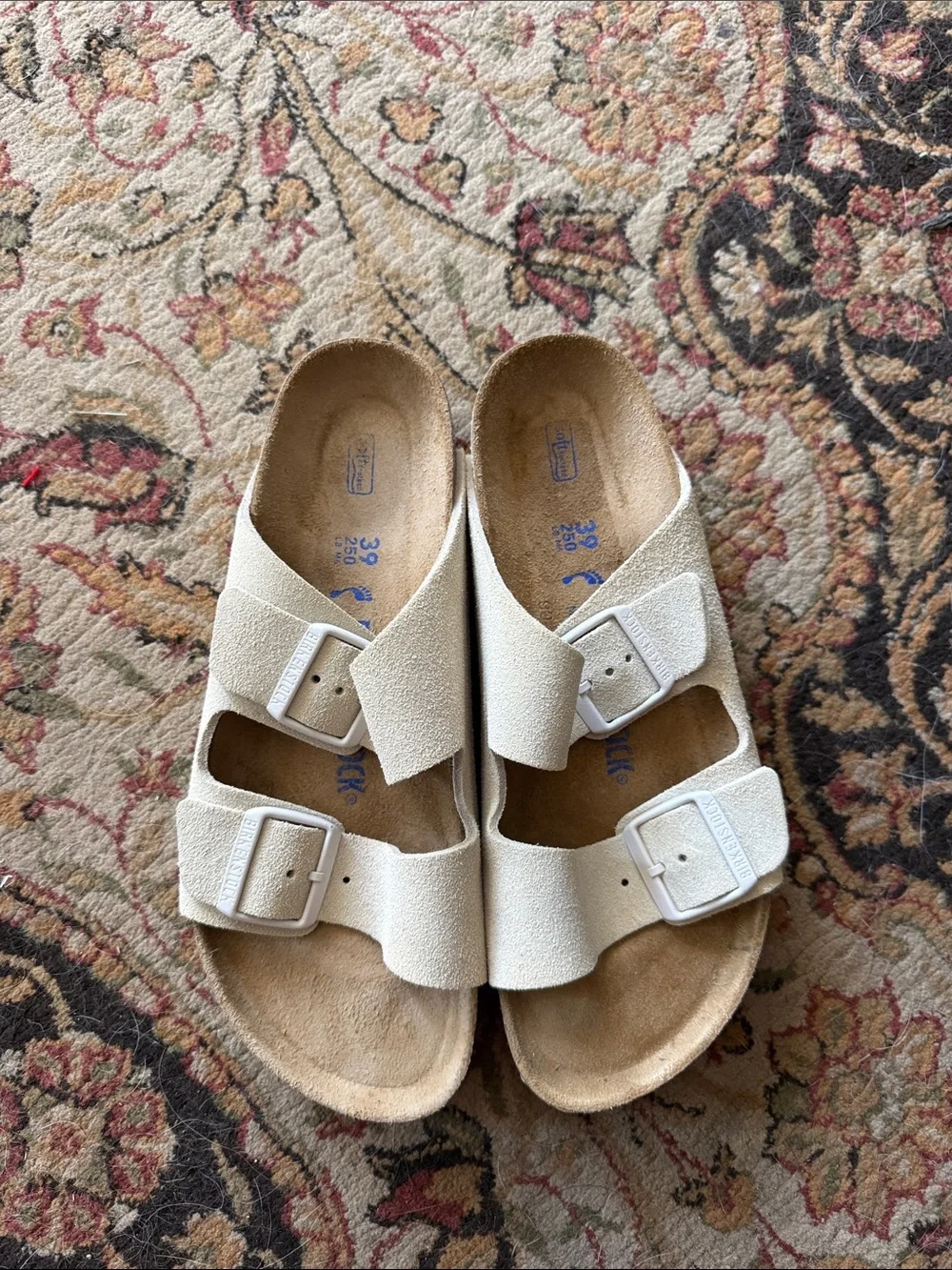Birkenstock Beige Suede Double-Buckle Sandals